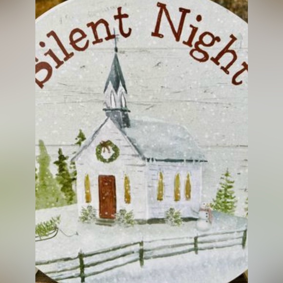 *Silent Night Round Sign on Base - Picture 3 of 9